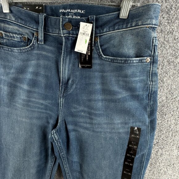 NWT Banana Republic Traveler Jeans Blue 30x30 Slim Fit Denim Soft Stretch Adult - Picture 3 of 16